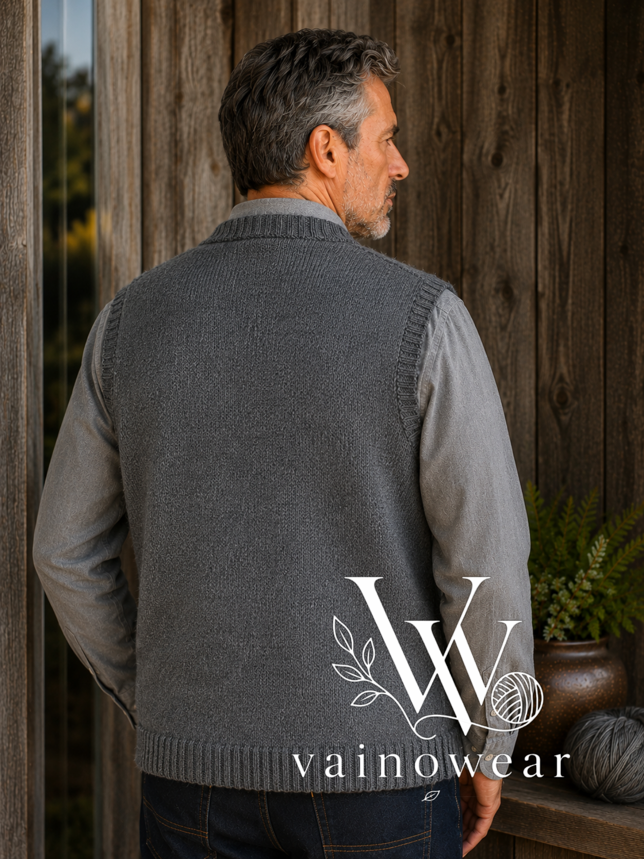 Knitted wool men's vest thumbnail 2