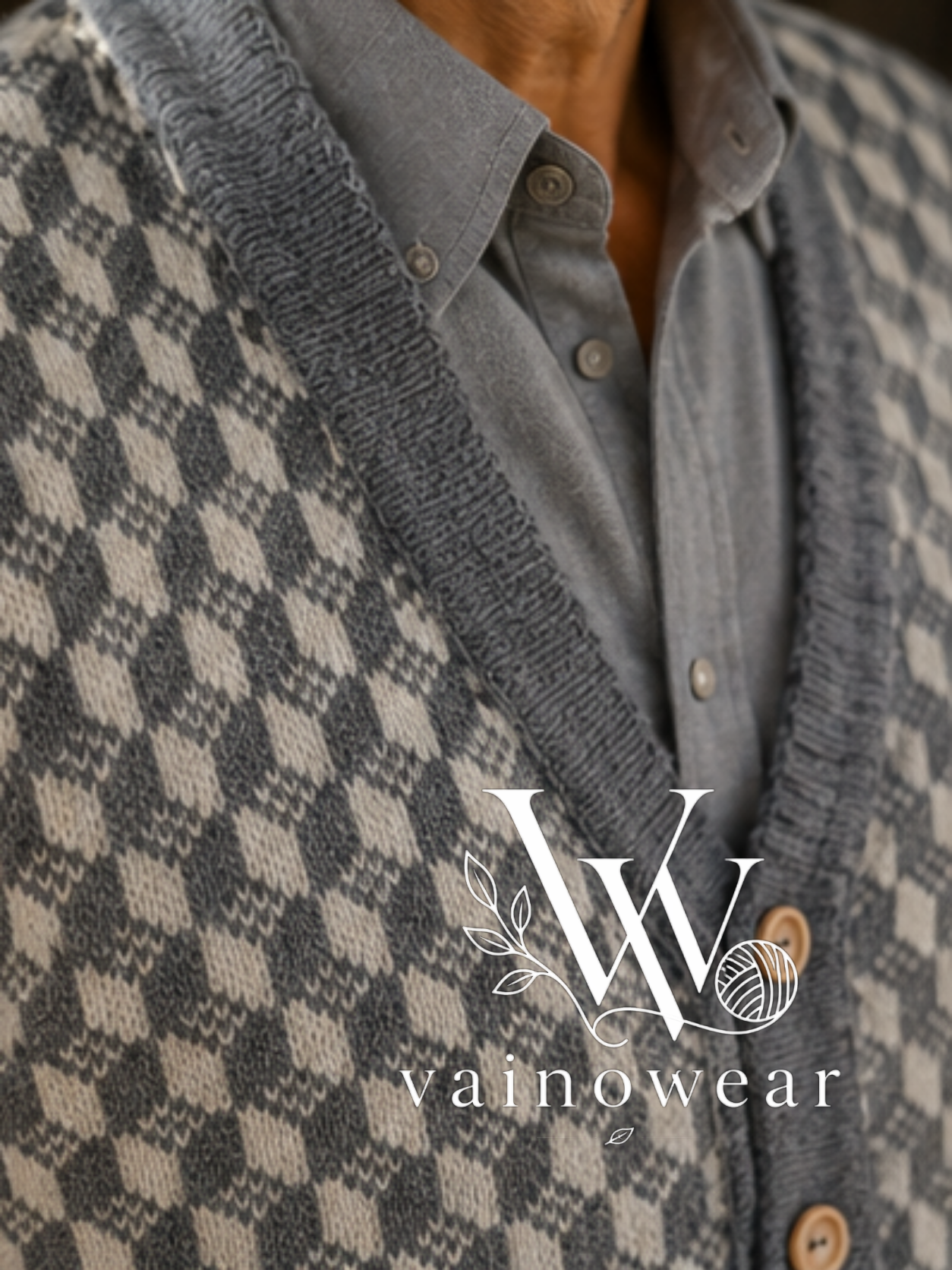 Knitted wool men's vest thumbnail 3