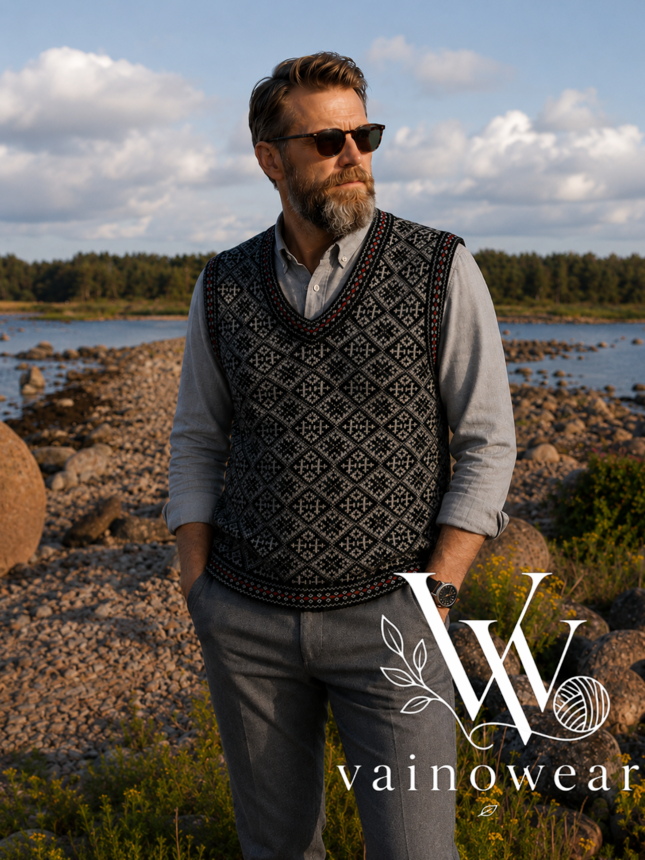 Knitted wool men's vest 1