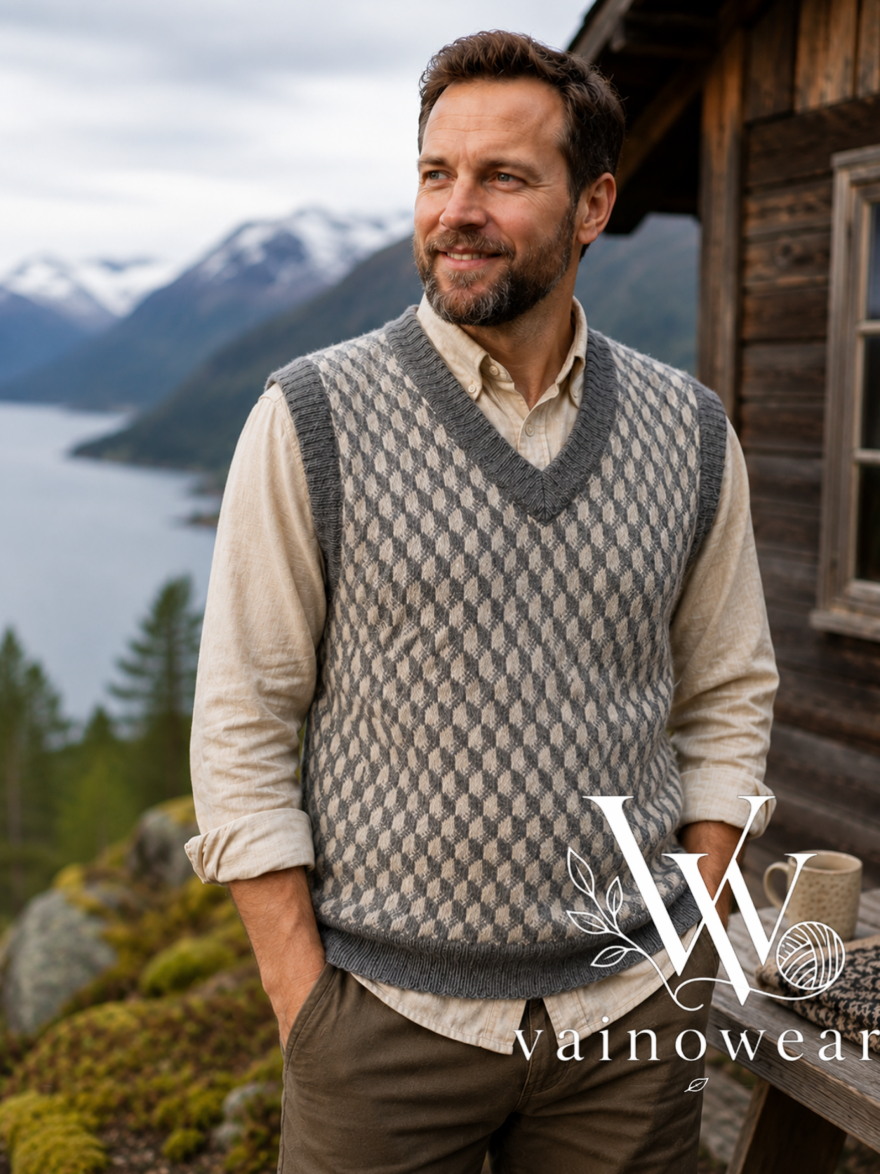 Knitted wool men's vest 1