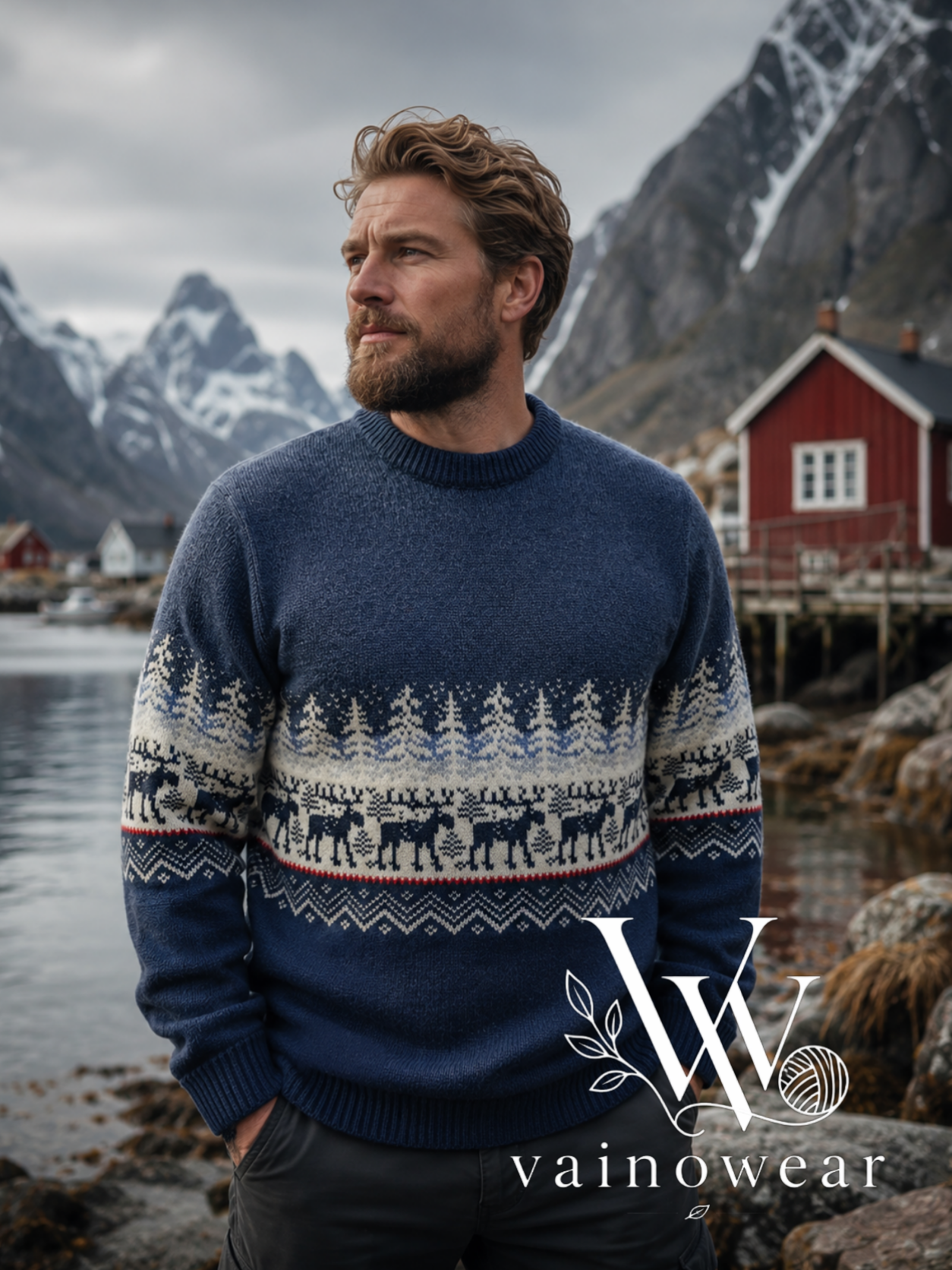 Knitted wool men's jumper "northern forest" 1