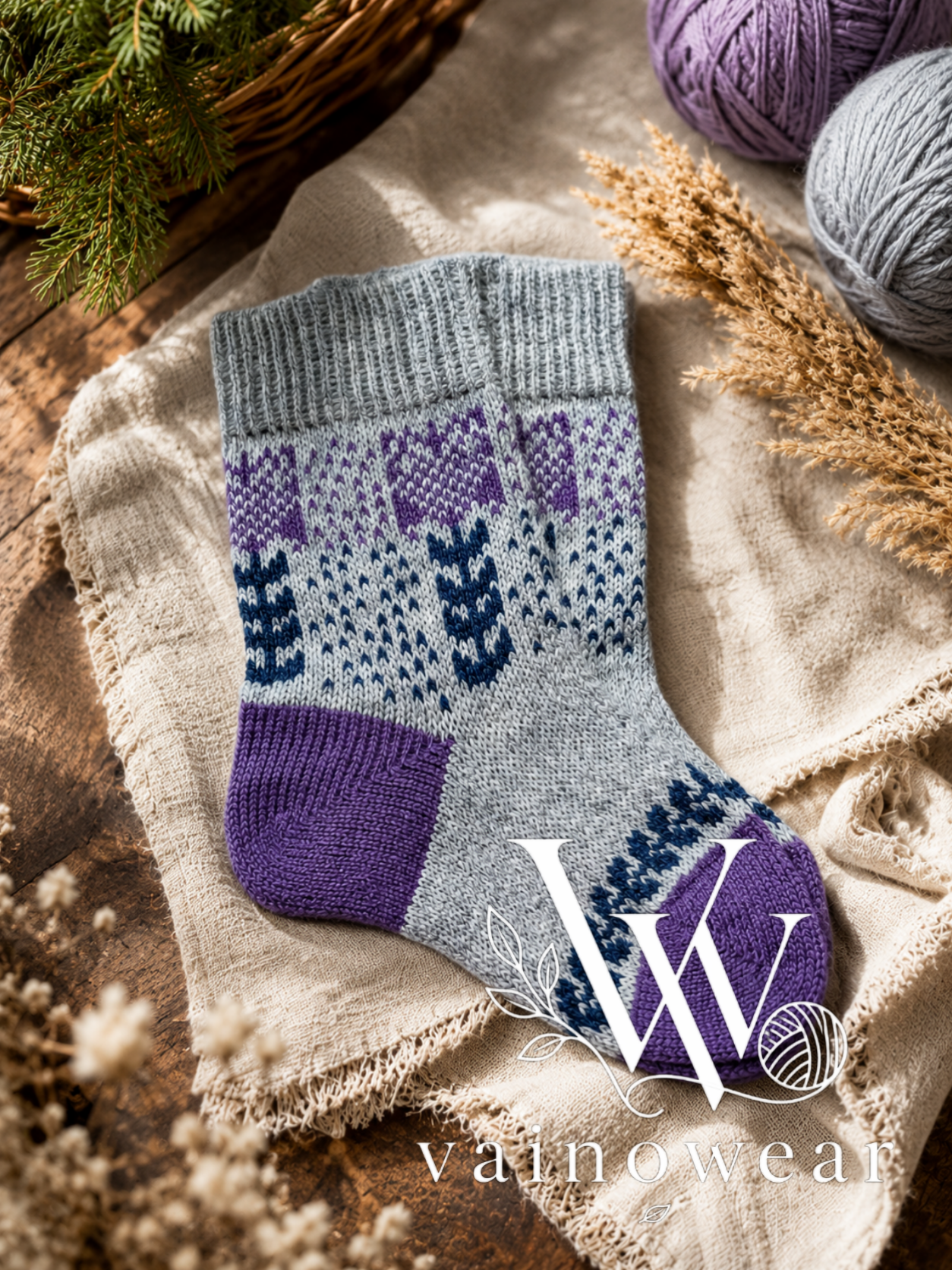 Knitted wool socks "geocint" thumbnail 2