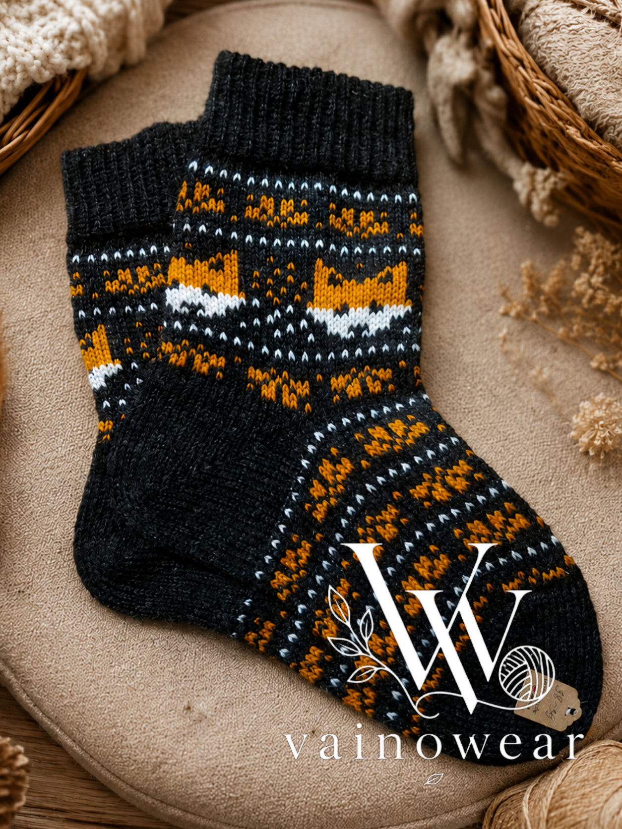 Knitted wool socks "foxes" thumbnail 2